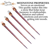 MOONSTONE WOODEN HAIR STICK WITH TUMBLED HEALING GEMSTONE