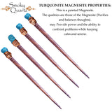 TURQUONITE MAGNESITE WOODEN HAIR STICK WITH TUMBLED HEALING GEMSTONE