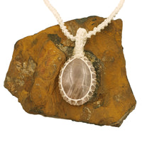 Rose Quartz Healing Crystal White Macrame Necklace with Stone Pendant By SMOKY QUARTZ
