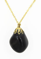 Black onyx Gold plated stone necklace sqgf-101
