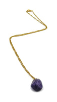 Amethyest Gold plated stone necklace sqgf-102
