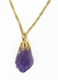 Raw amethyest Gold plated stone necklace sqgf-103
