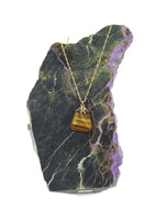 Tiger eye Gold plated stone necklace sqgf-106