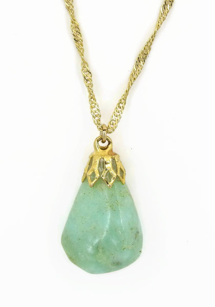 Chrysoprase Gold plated stone necklace sqgf-108