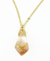 Raw citrine Gold plated stone necklace sqgf-109