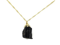 Raw Tourmaline Gold plated stone necklace sqgf-115