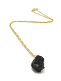 Raw Tourmaline Gold plated stone necklace sqgf-115
