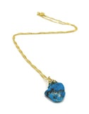 Turquoise Gold plated stone necklace sqgf-116