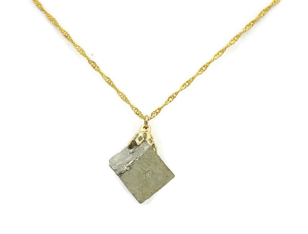 Pyrite Gold plated stone necklace sqgf-117